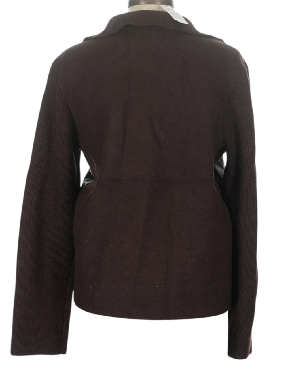 Ann Taylor Mixed Media Faux Leather Moto Sweater Jacket, Large - Picture 5 of 8